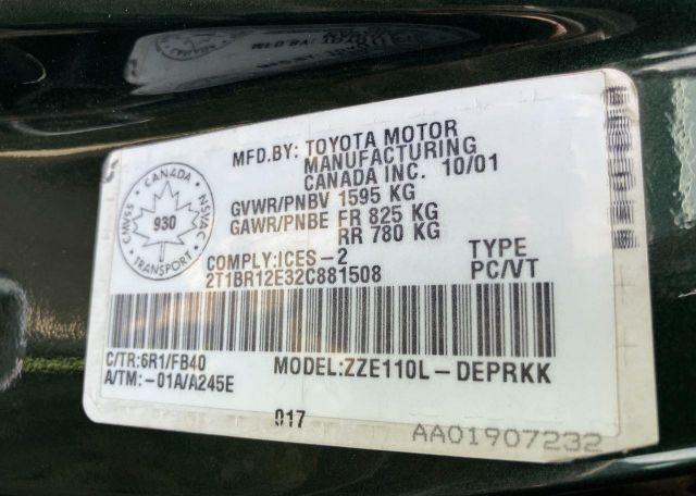 2002 TOYOTA COROLLA CE
