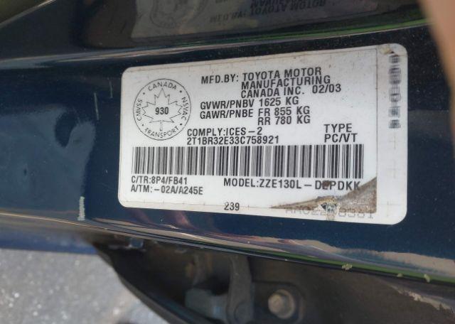 2003 TOYOTA COROLLA CE