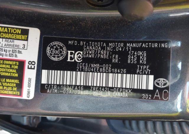 2011 TOYOTA COROLLA S