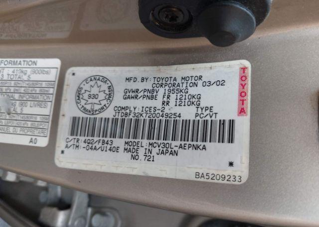 2002 TOYOTA CAMRY LE