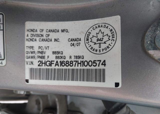2007 HONDA CIVIC EX