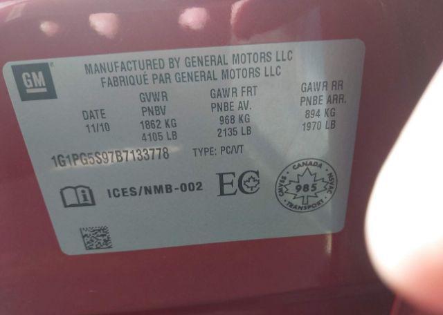 2011 CHEVROLET CRUZE LT