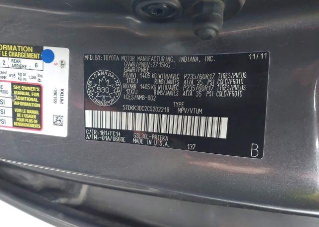 2012 TOYOTA SIENNA LE
