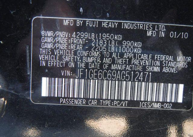2010 SUBARU IMPREZA 2.5I