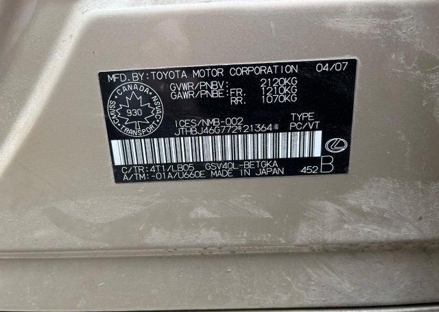 2007 LEXUS ES350