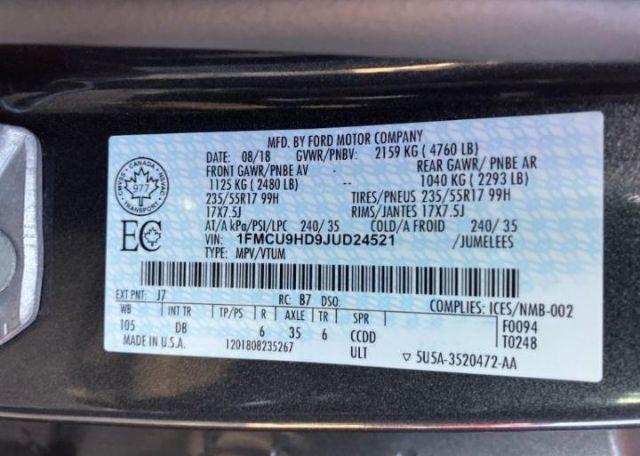 2018 FORD ESCAPE SEL