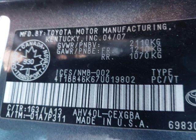 2007 TOYOTA CAMRY HYBRID