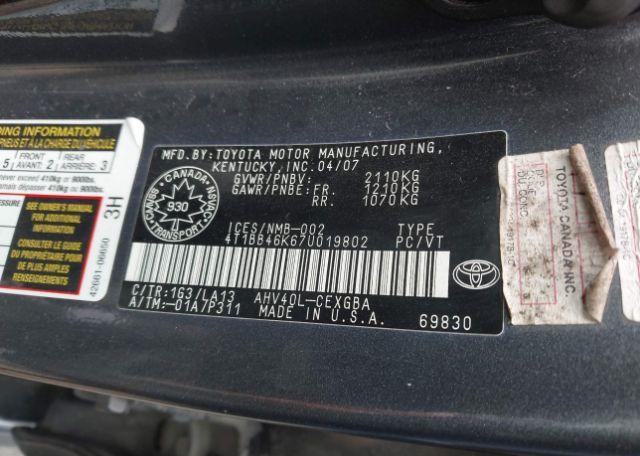 2007 TOYOTA CAMRY HYBRID