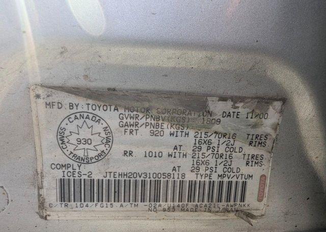 2001 TOYOTA RAV4