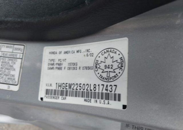 2002 HONDA CIVIC LX