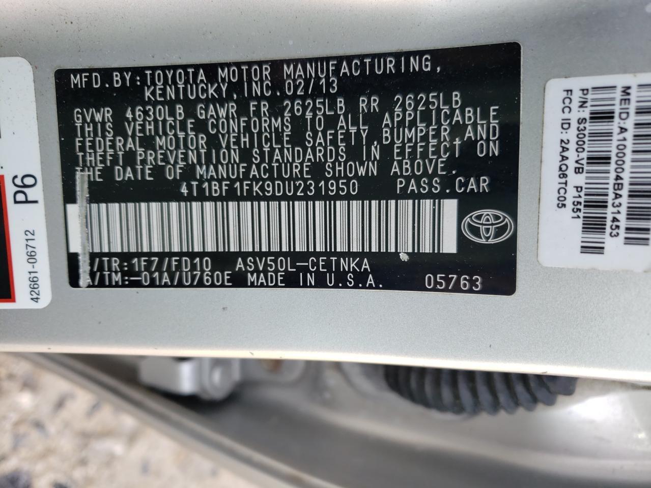 2013 TOYOTA CAMRY