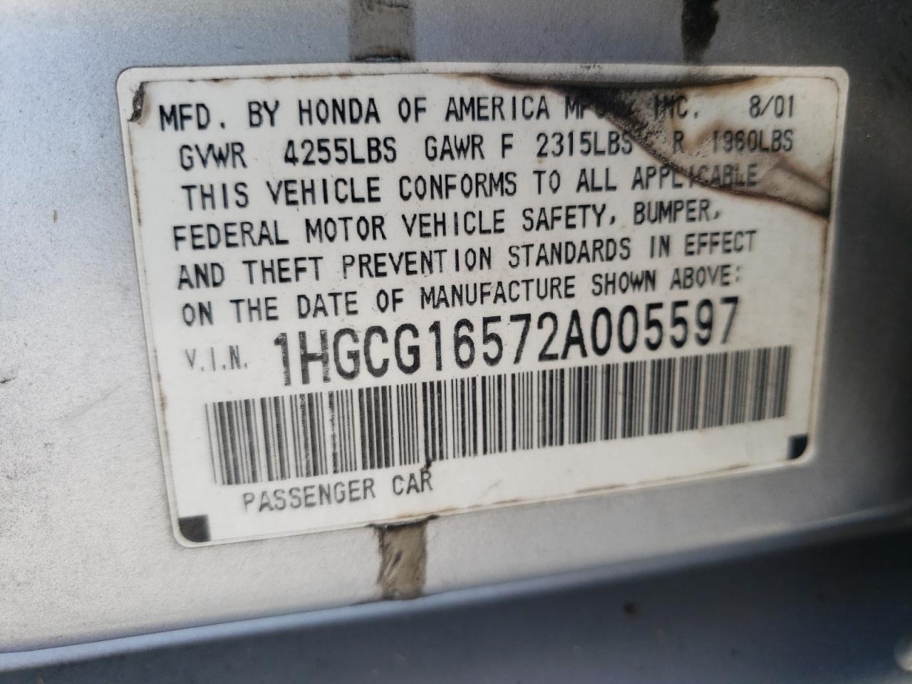 2002 HONDA ACCORD