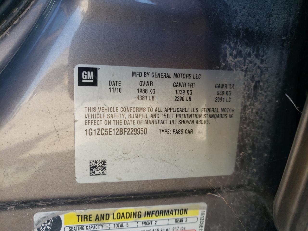 2011 CHEVROLET MALIBU
