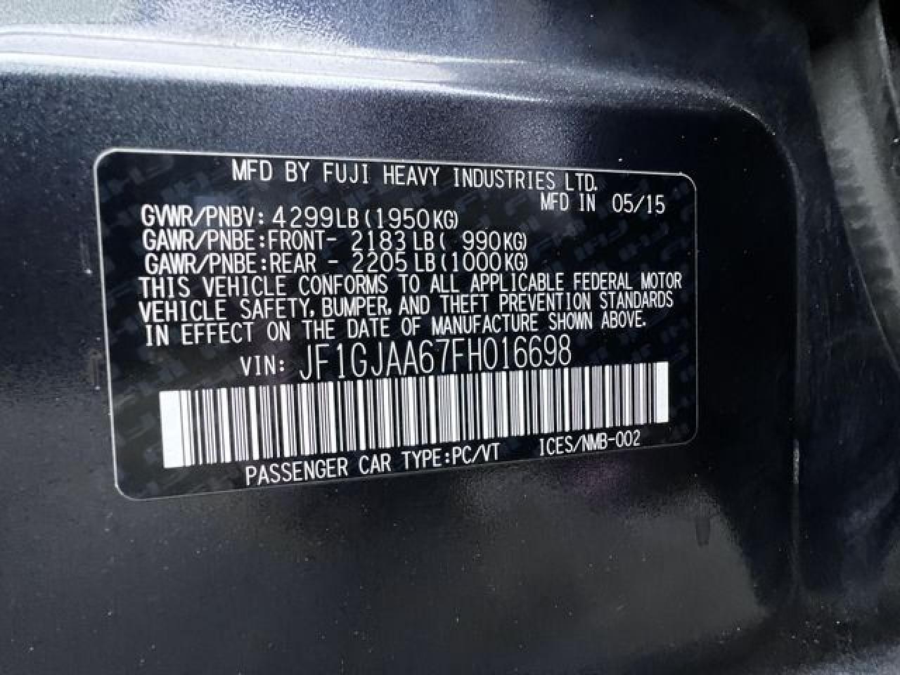 2015 SUBARU IMPREZA