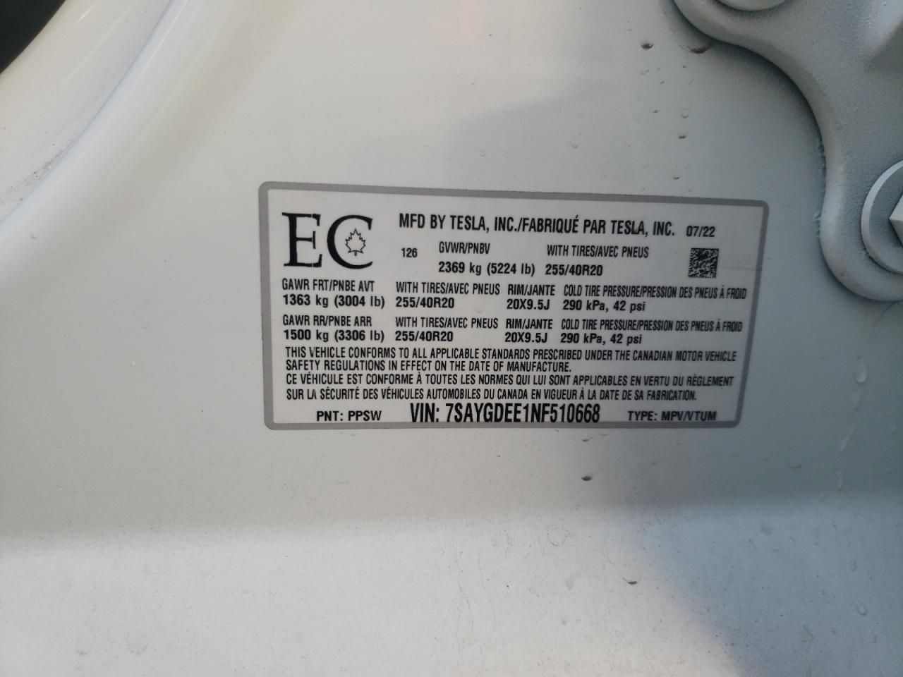 2022 TESLA MODEL Y