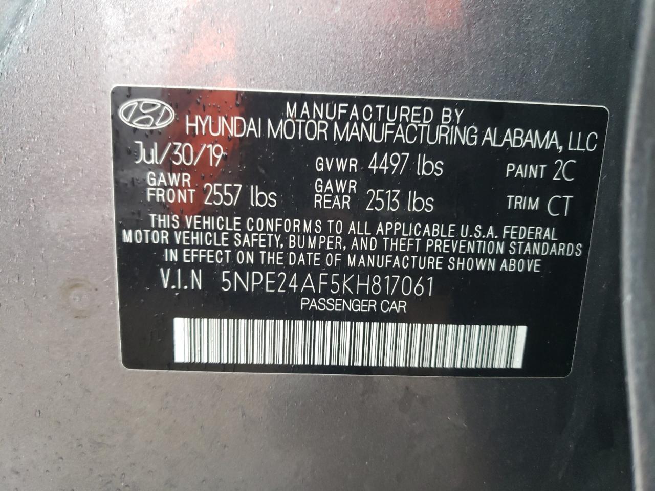 2019 HYUNDAI SONATA