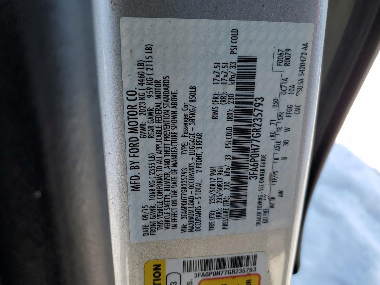 2016 FORD FUSION