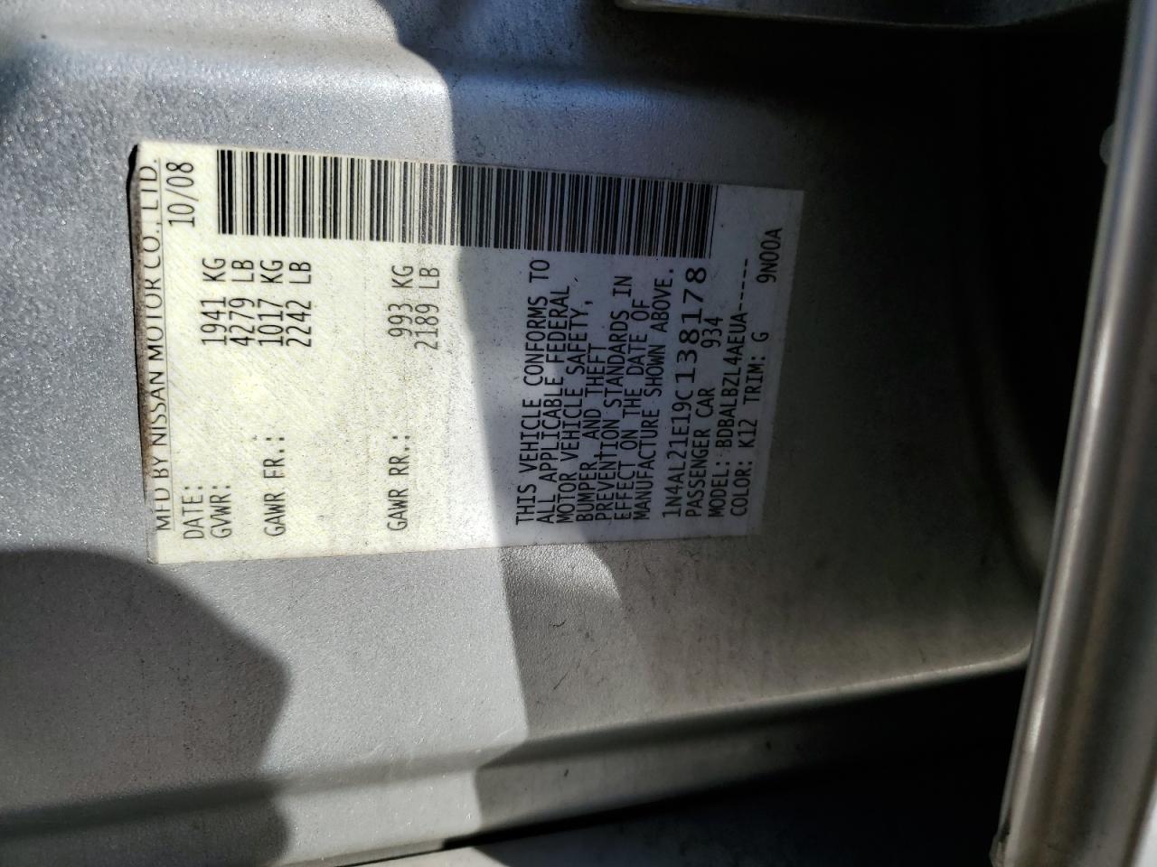 2009 NISSAN ALTIMA