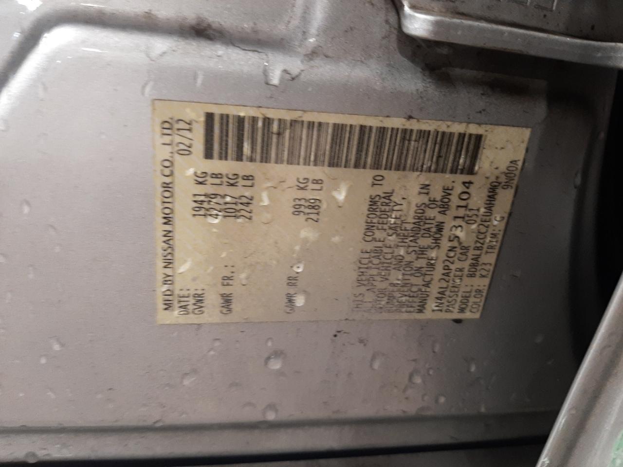 2012 NISSAN ALTIMA