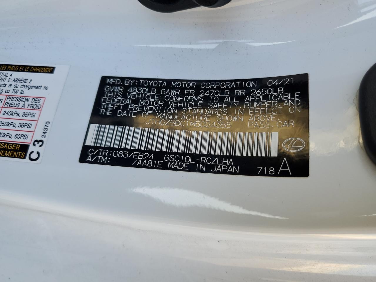 2021 LEXUS RC 350