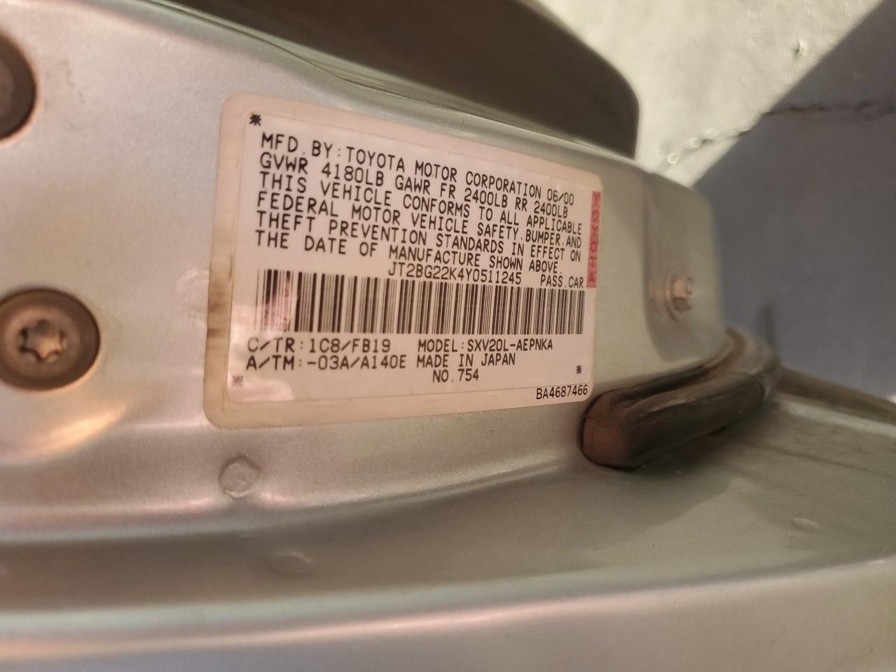 2000 TOYOTA CAMRY
