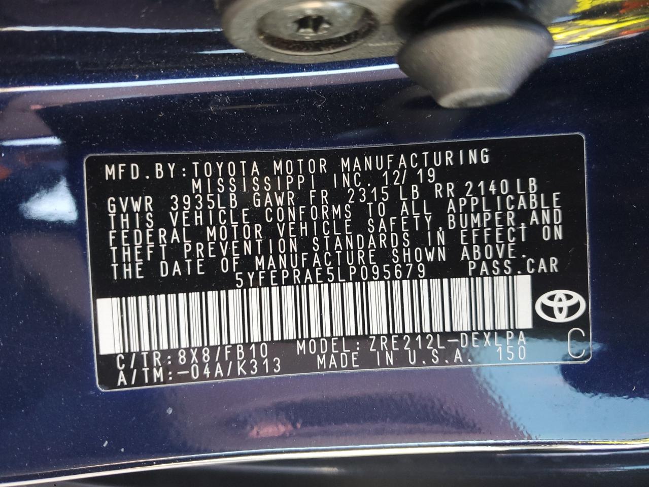 2020 TOYOTA COROLLA