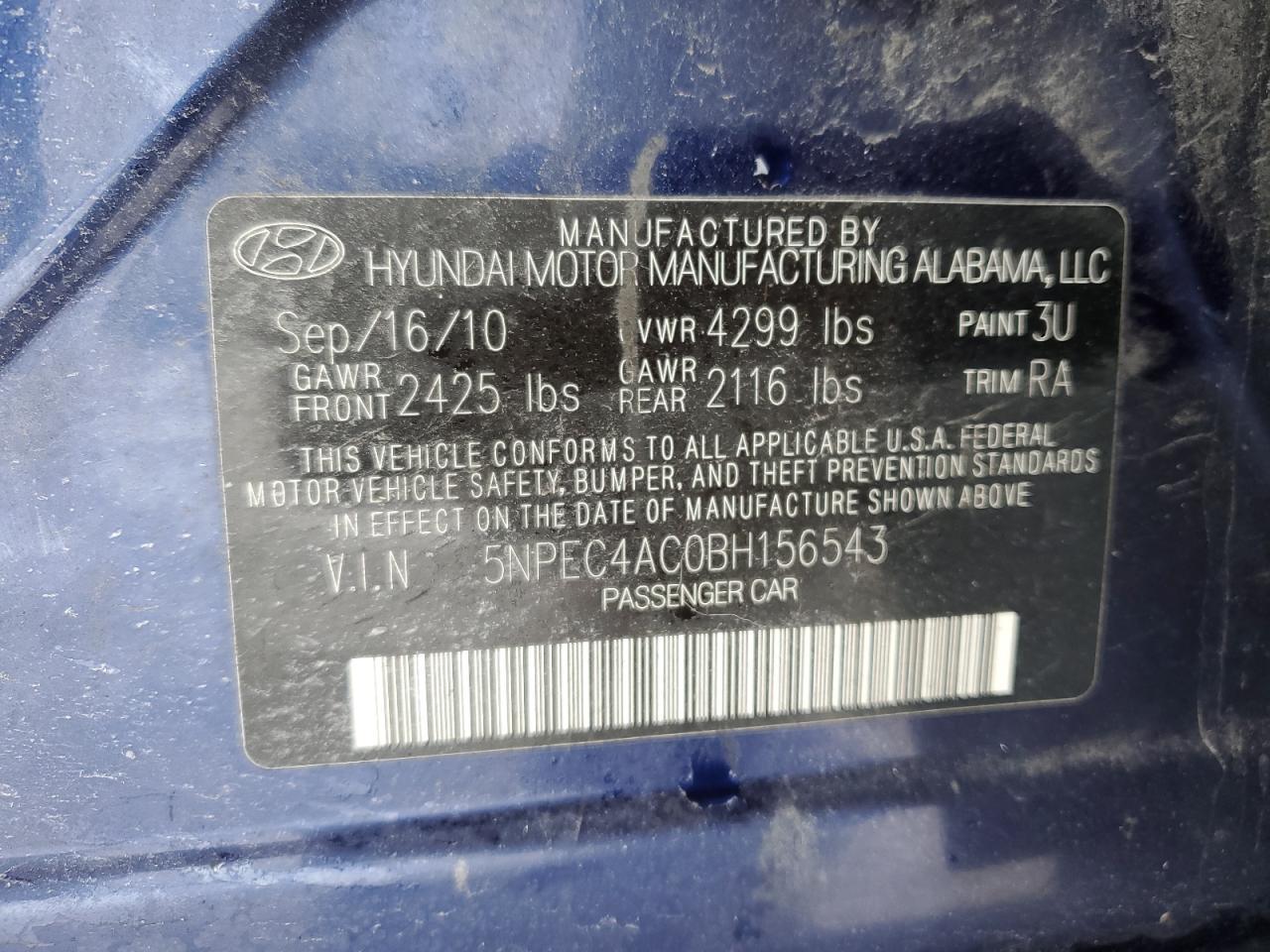 2011 HYUNDAI SONATA