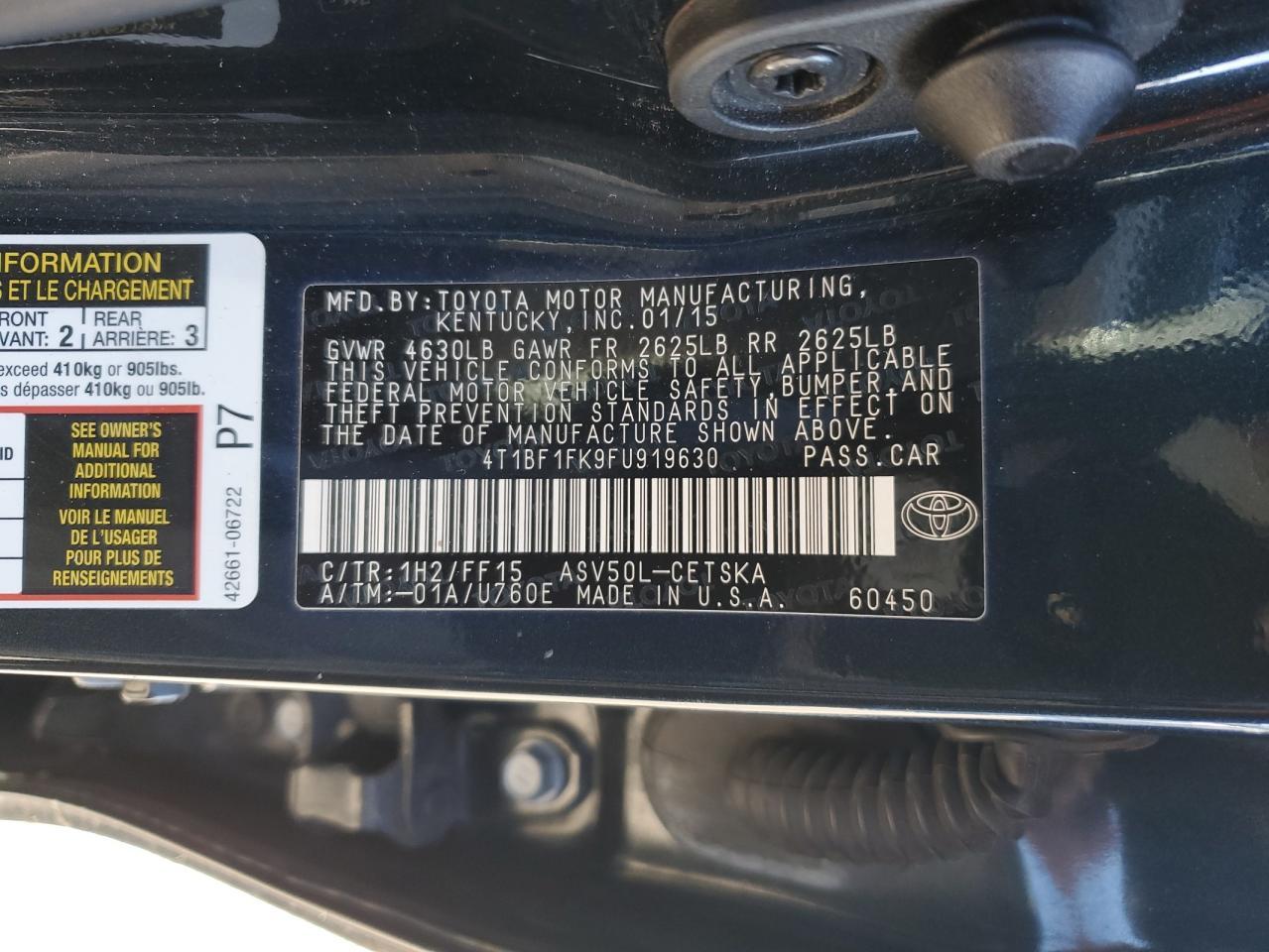 2015 TOYOTA CAMRY