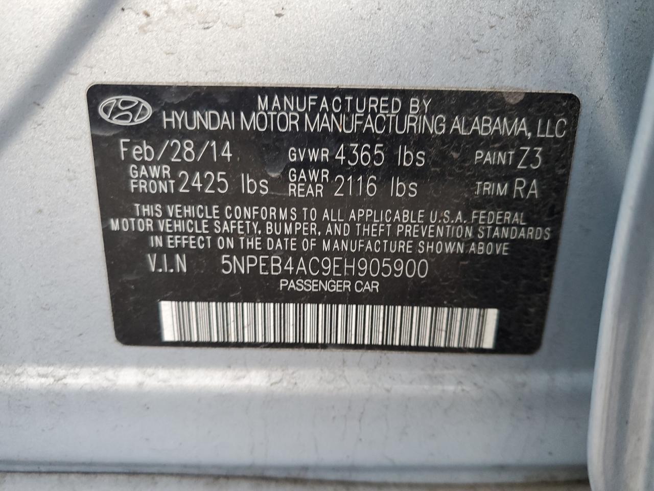 2014 HYUNDAI SONATA