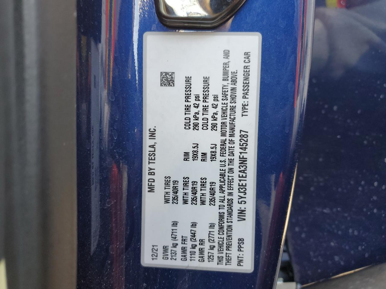 2022 TESLA MODEL 3
