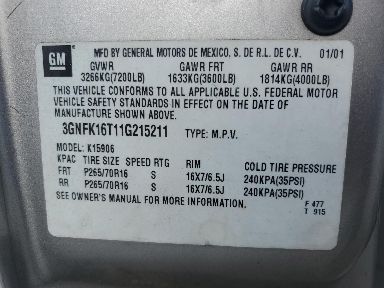 2001 CHEVROLET Suburban