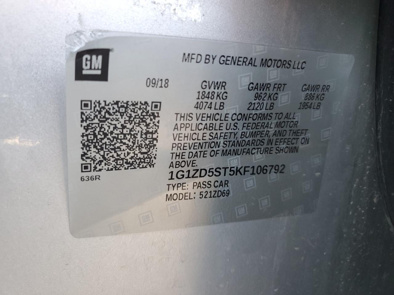 2019 CHEVROLET MALIBU