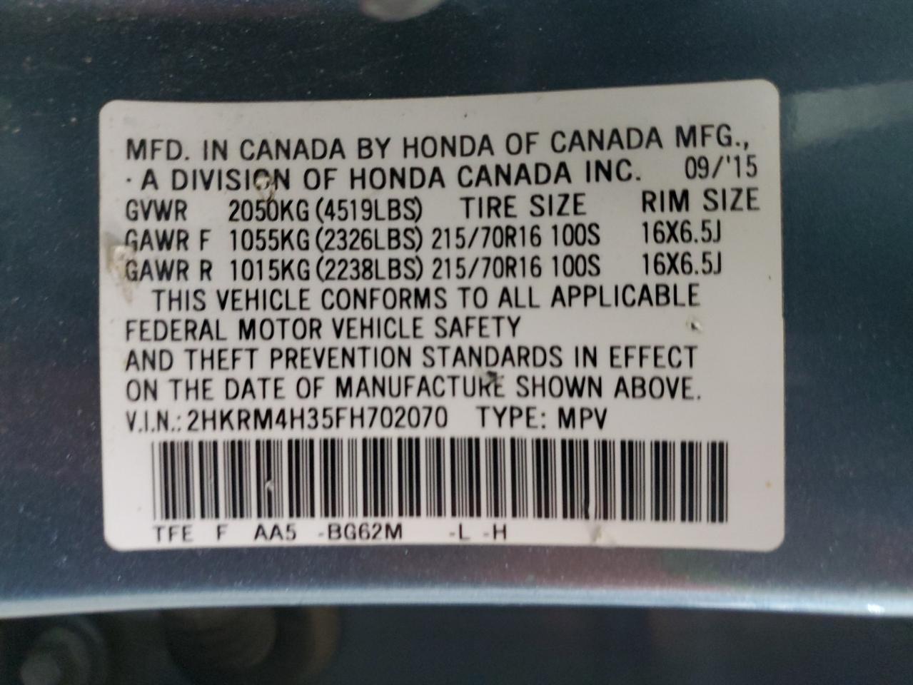 2015 HONDA CR-V