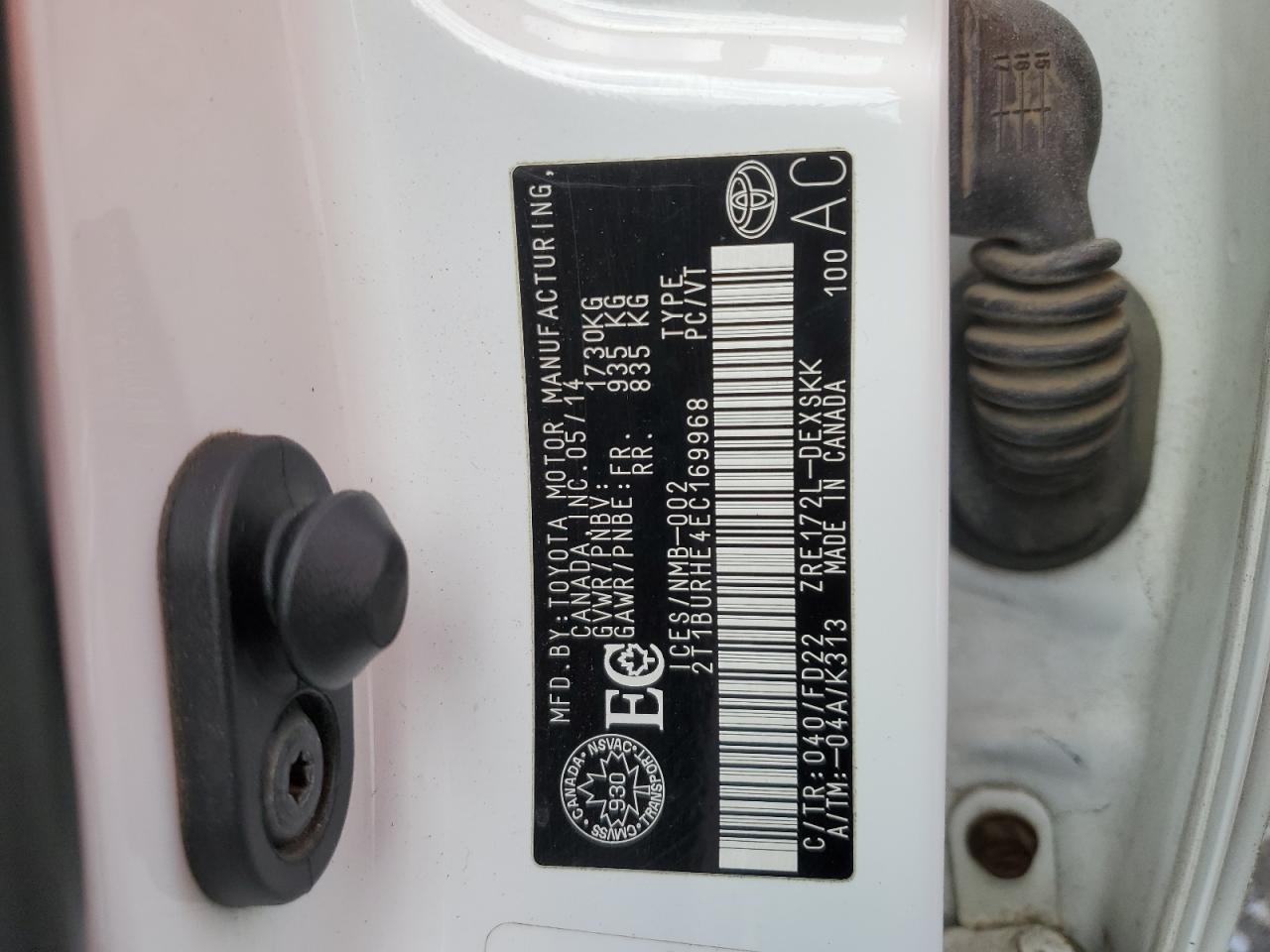 2014 TOYOTA COROLLA