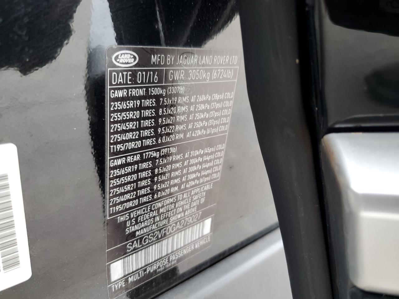 2016 LAND ROVER RANGE ROVER