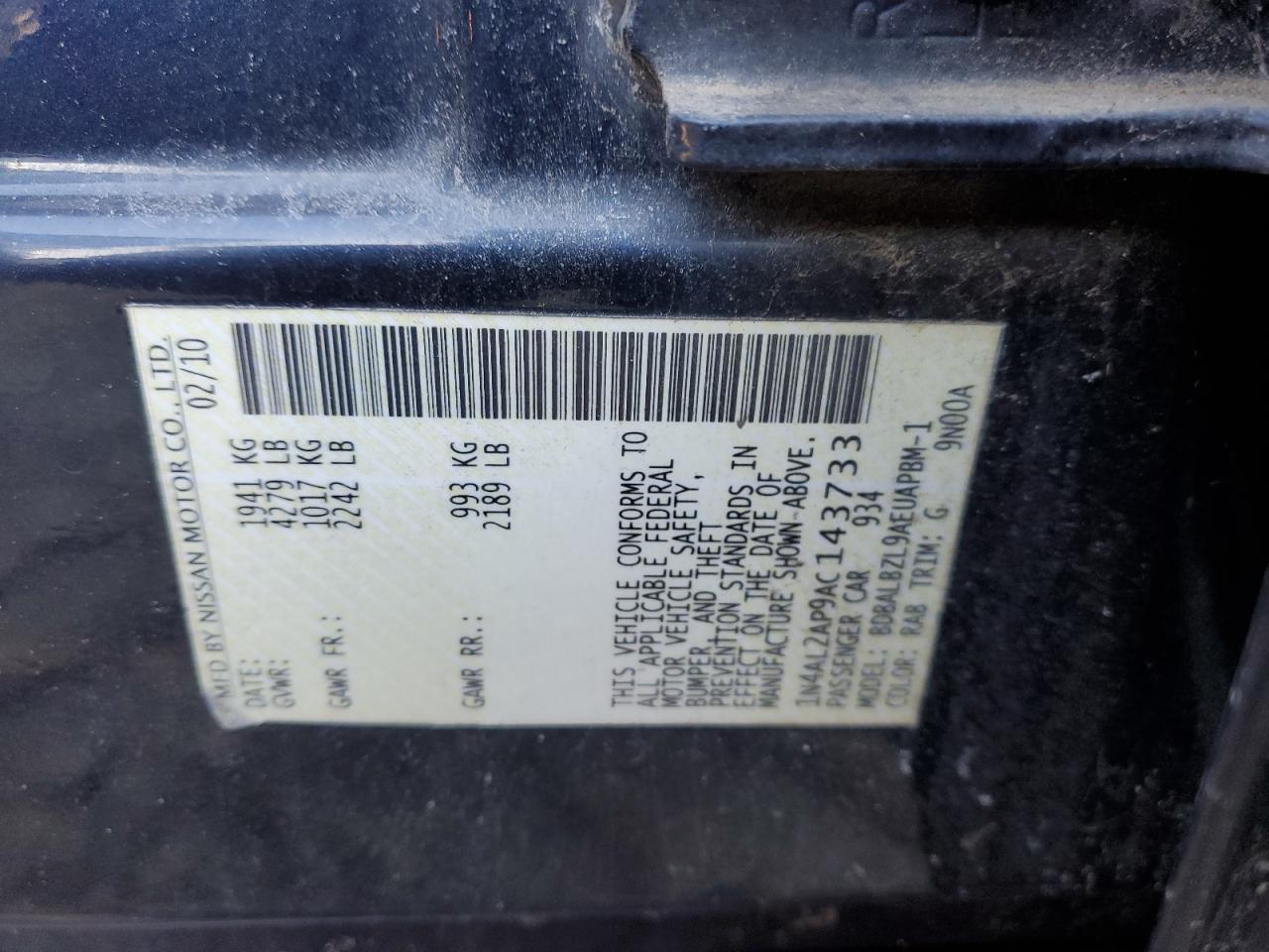 2010 NISSAN ALTIMA