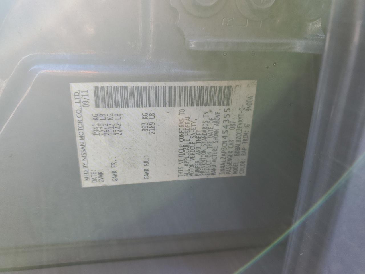 2012 NISSAN ALTIMA
