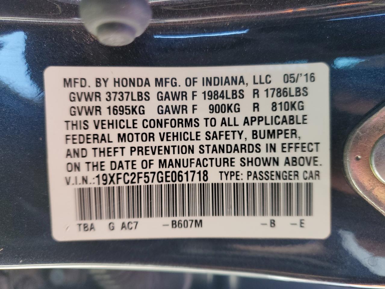 2016 HONDA CIVIC