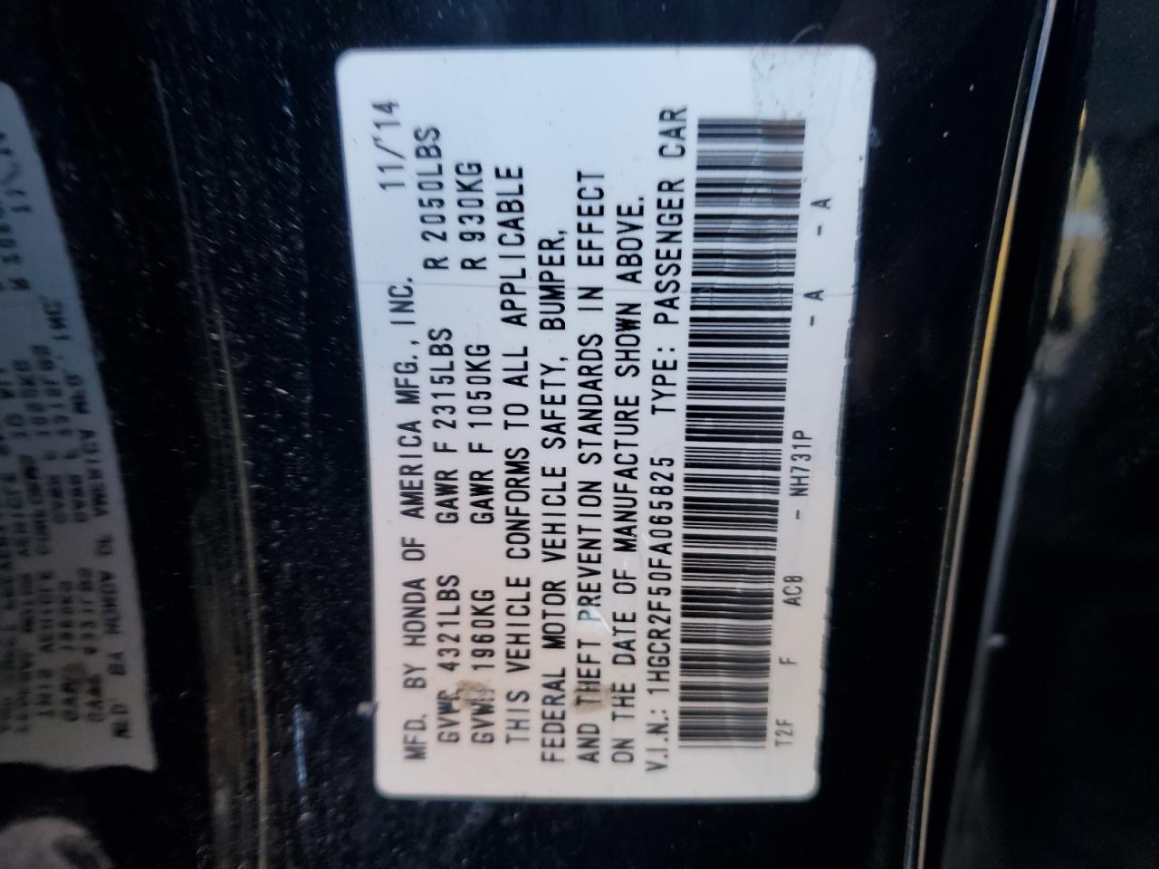 2015 HONDA ACCORD