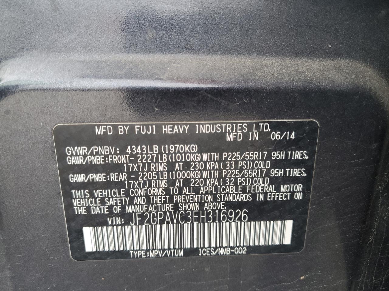 2014 SUBARU XV Crosstrek