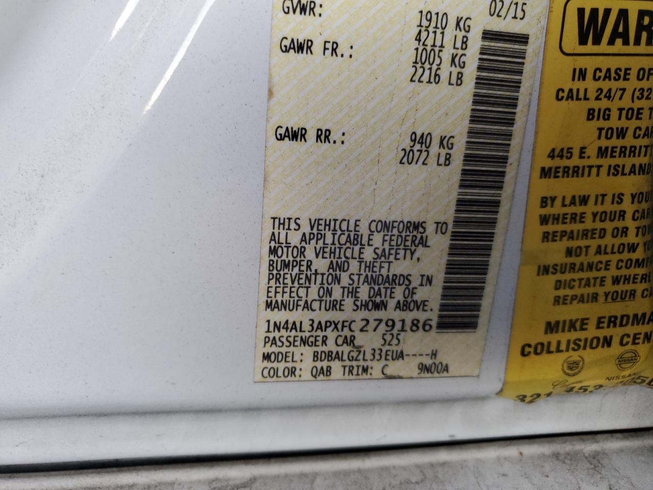 2015 NISSAN ALTIMA