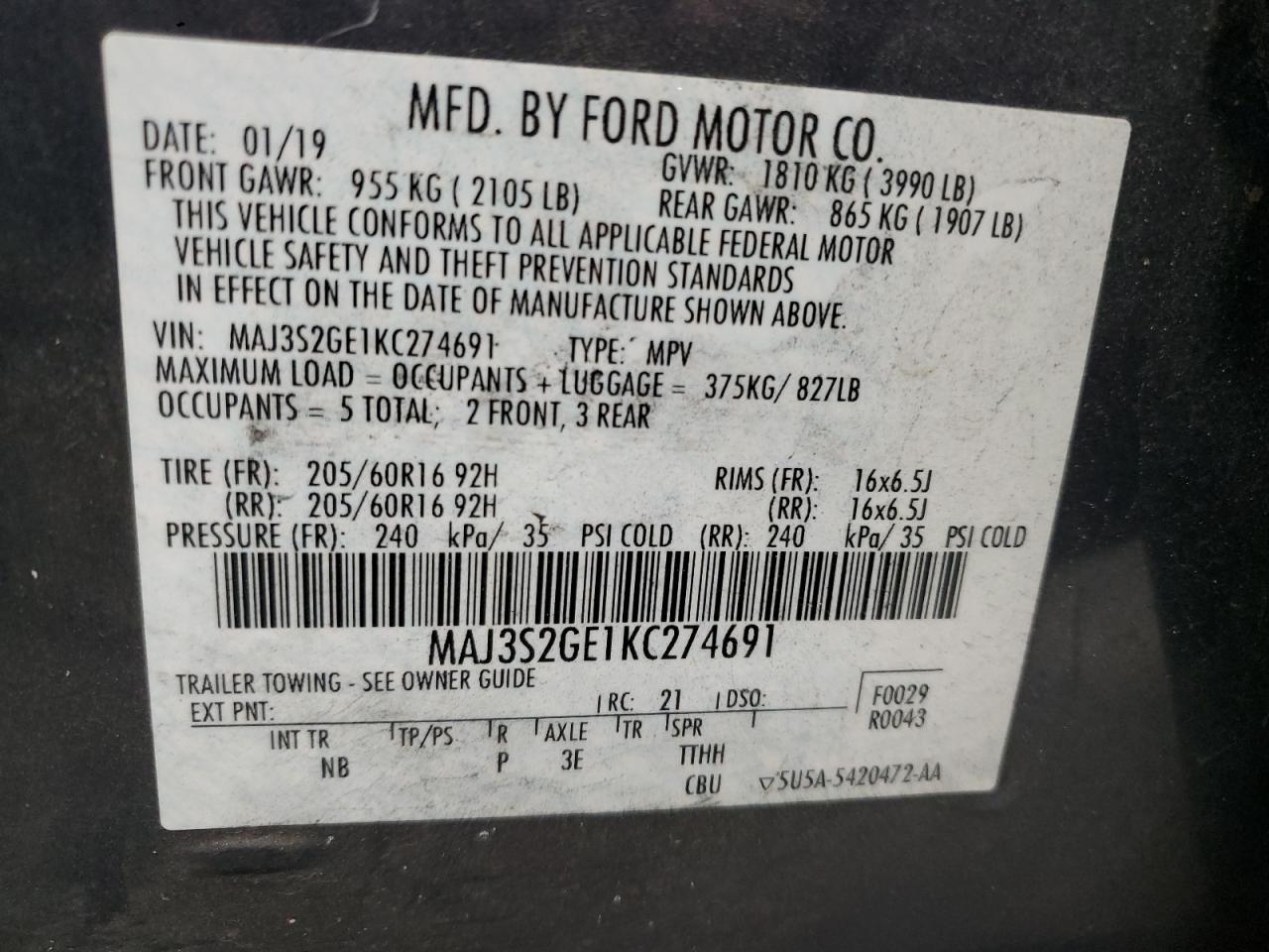2019 FORD EcoSport