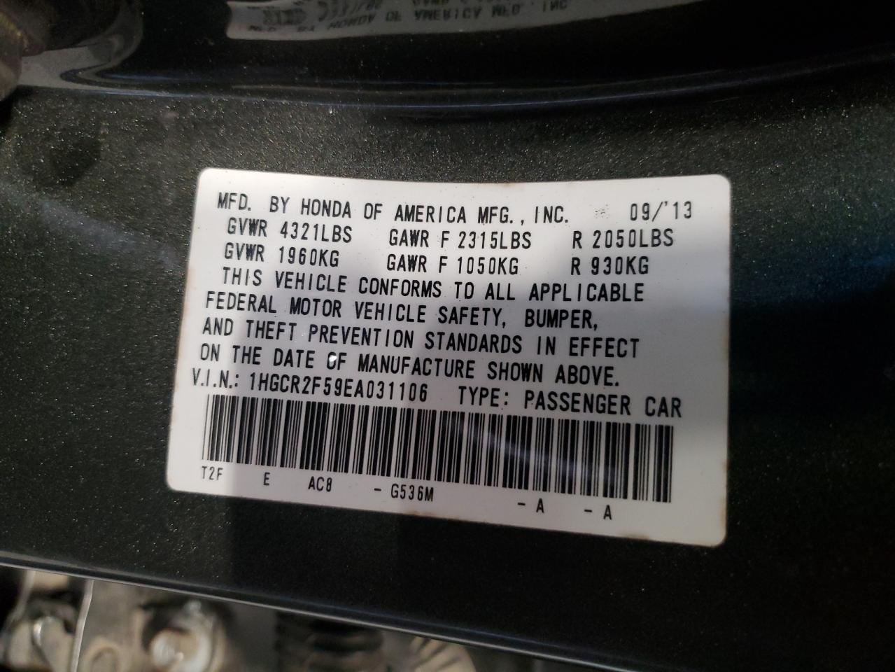 2014 HONDA ACCORD