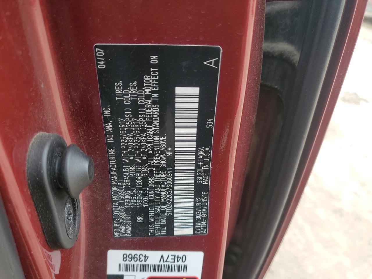 2007 TOYOTA SIENNA