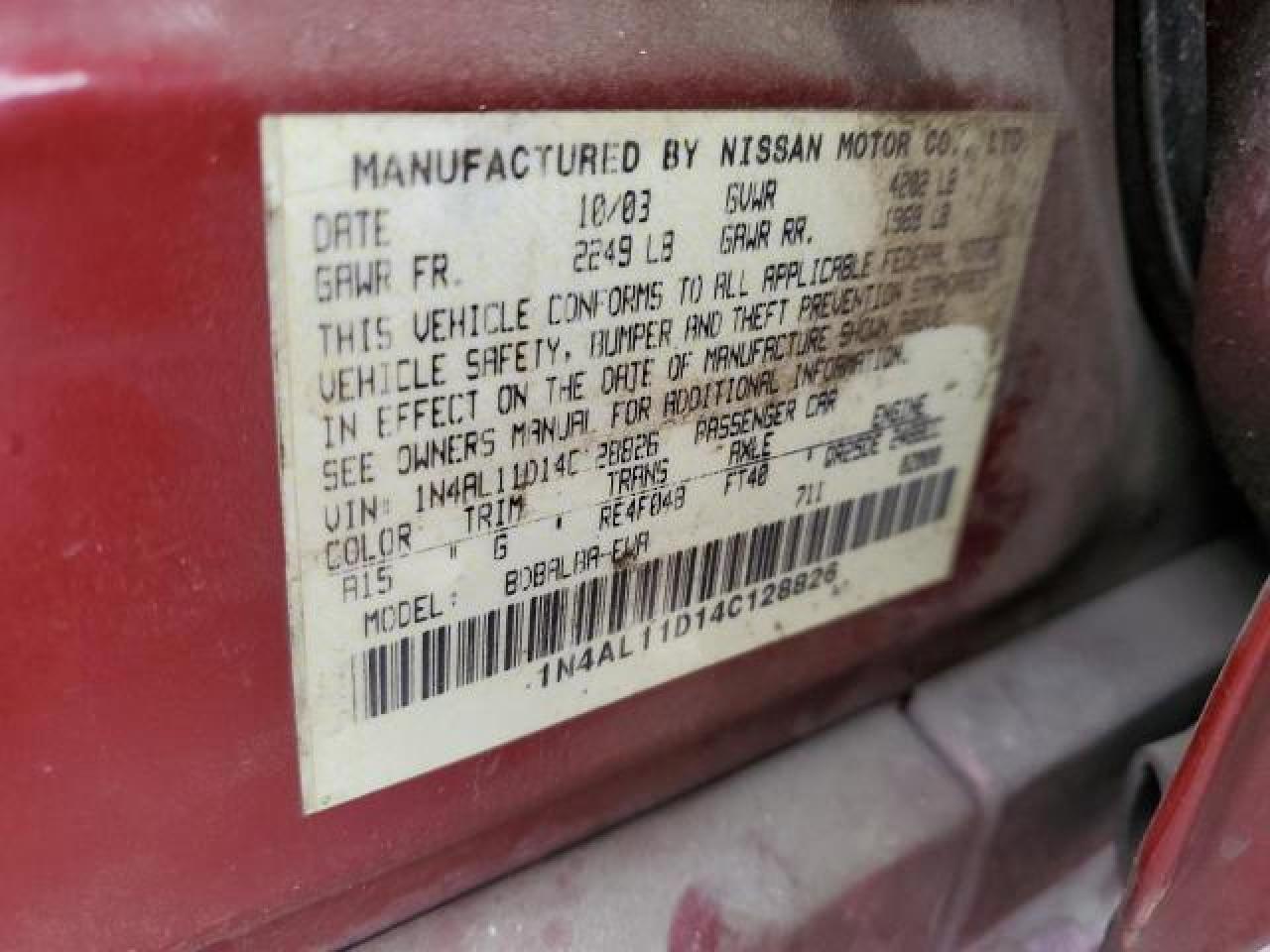 2004 NISSAN ALTIMA
