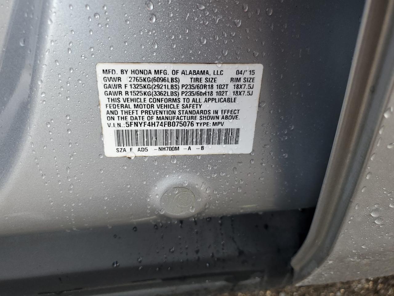 2015 HONDA PILOT