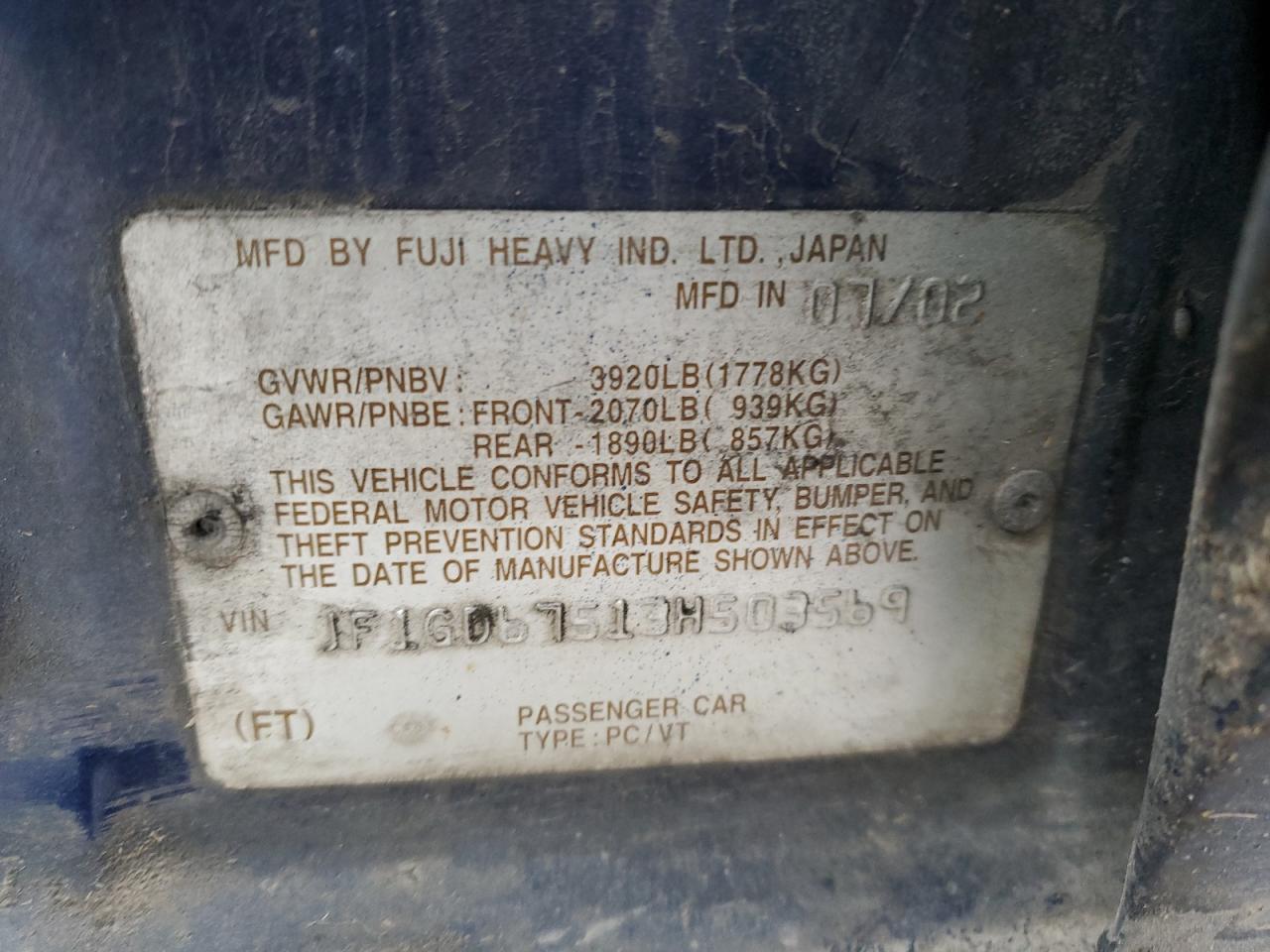2003 SUBARU IMPREZA