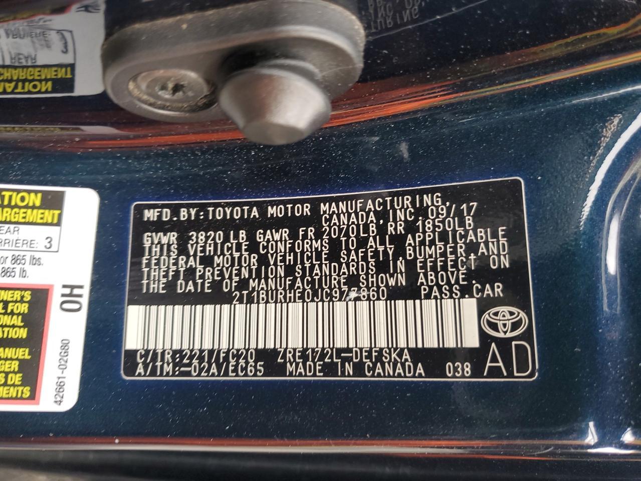 2018 TOYOTA COROLLA