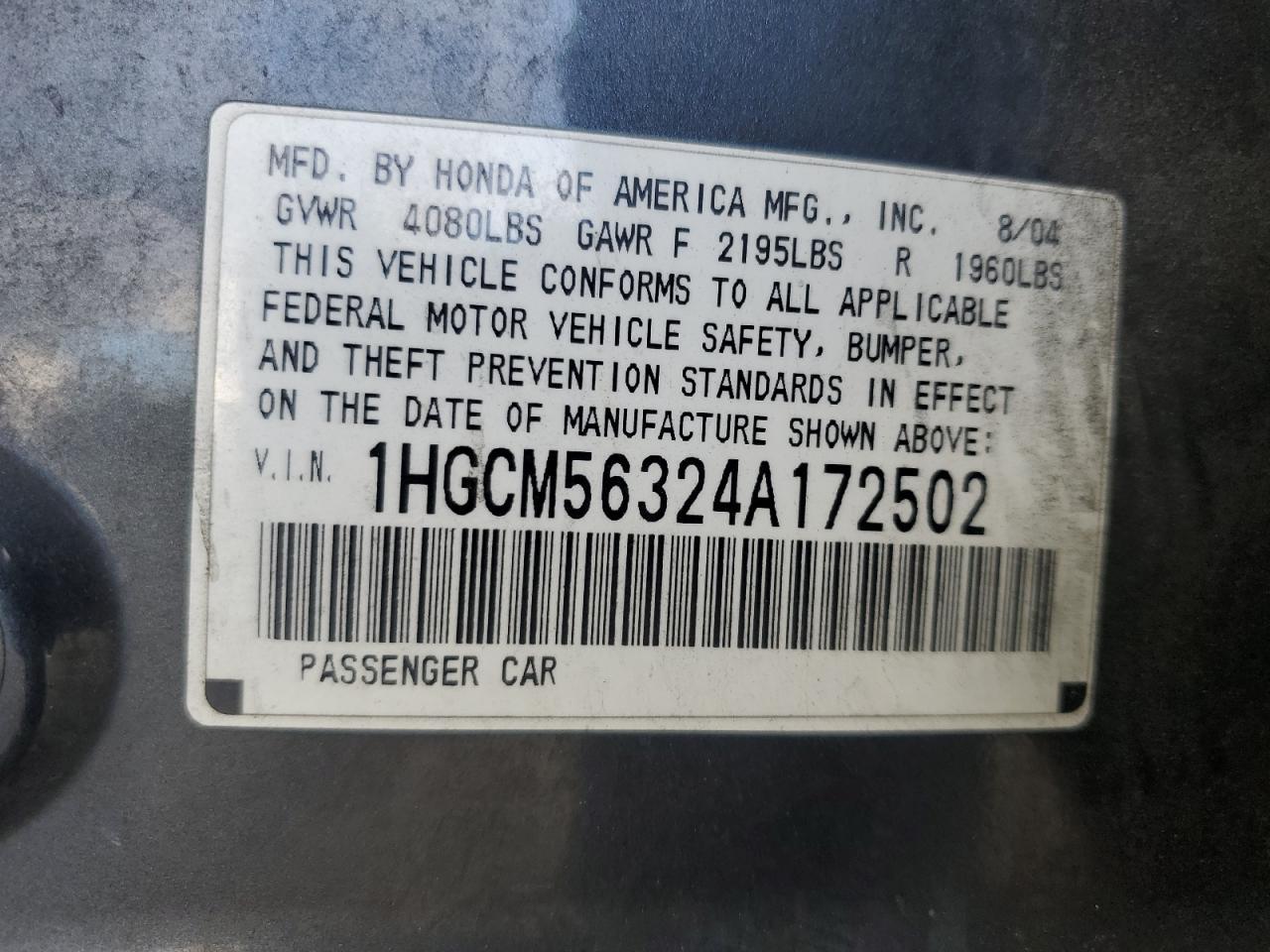 2004 HONDA ACCORD