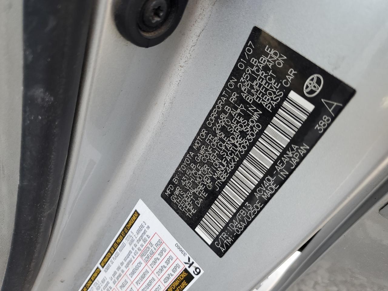 2007 TOYOTA CAMRY